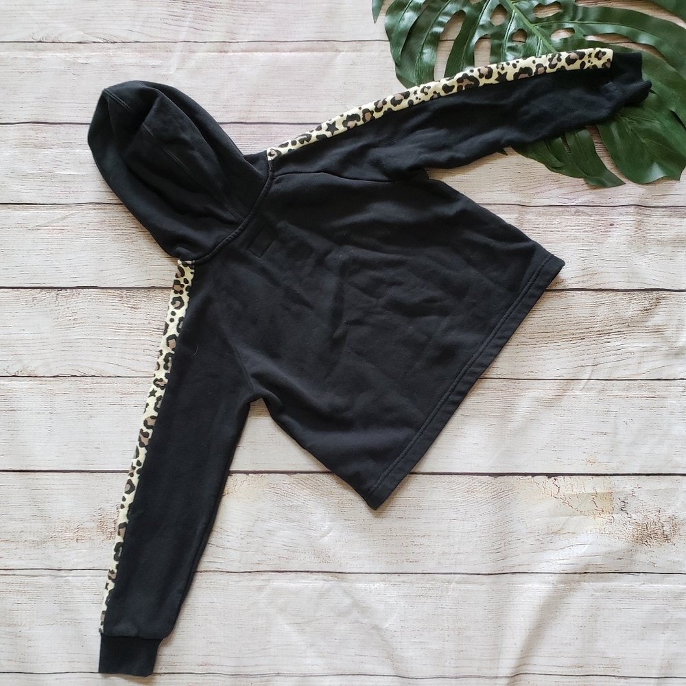 Converse Kids Black Animal Print Logo Cropped Hoodie L 10-12 - Picture 9 of 9